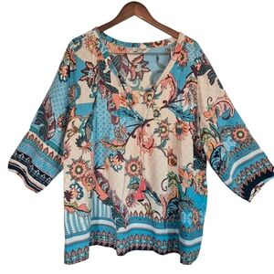 Orientique Austalian NWOT Wearable Art Boho Blouse XL